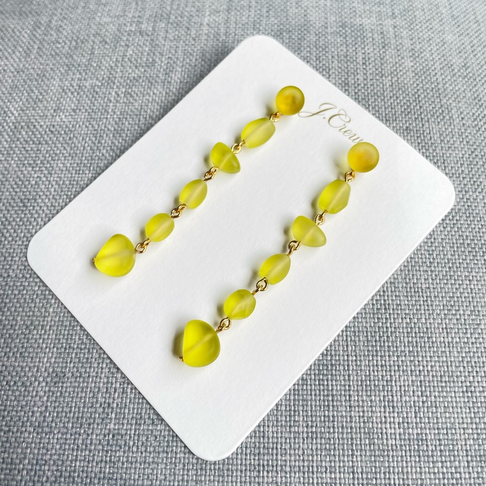 J.Crew Stacked Sea Glass Drop Earrings with a pouch